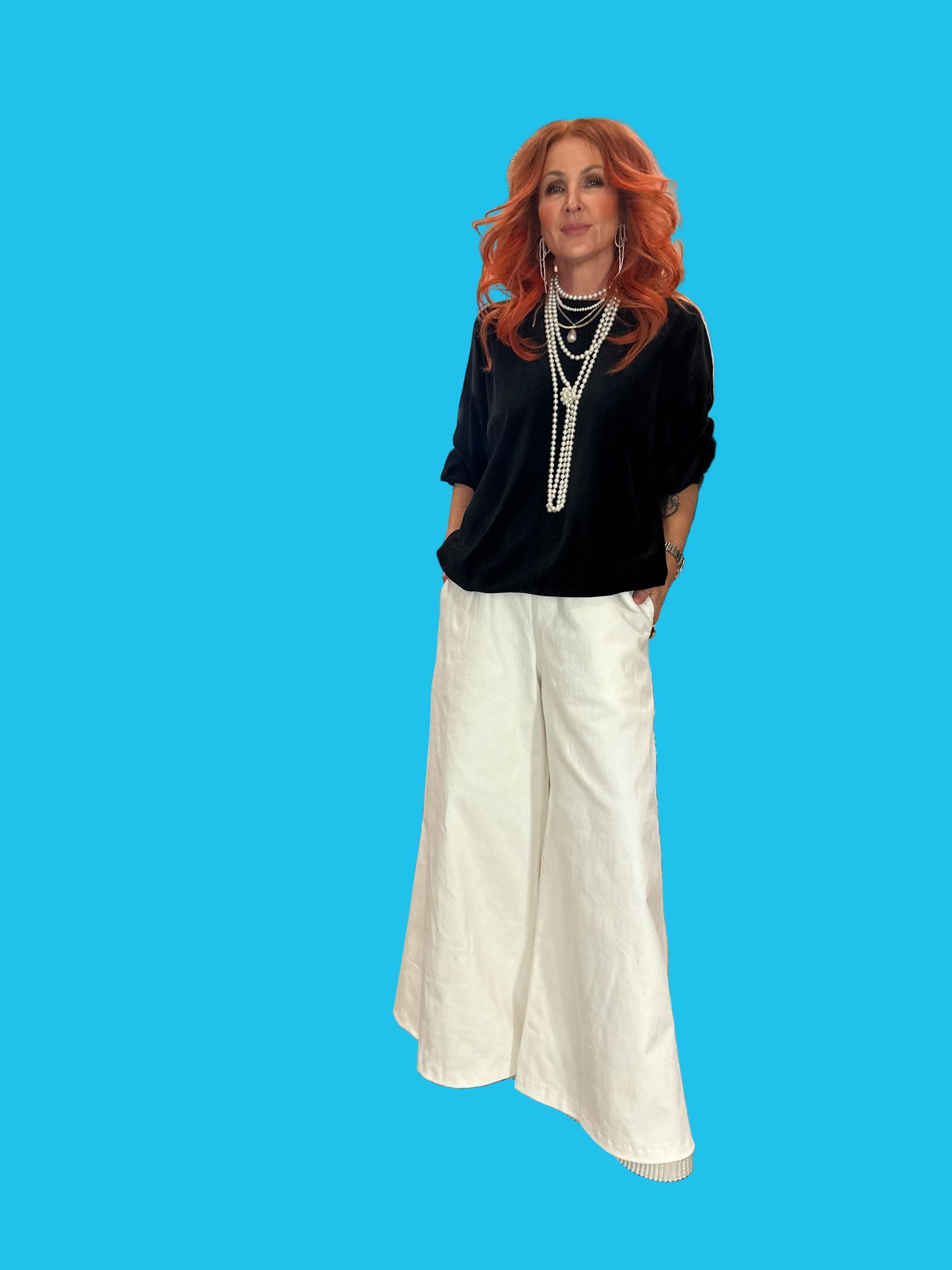 Denim Culottes in Off White