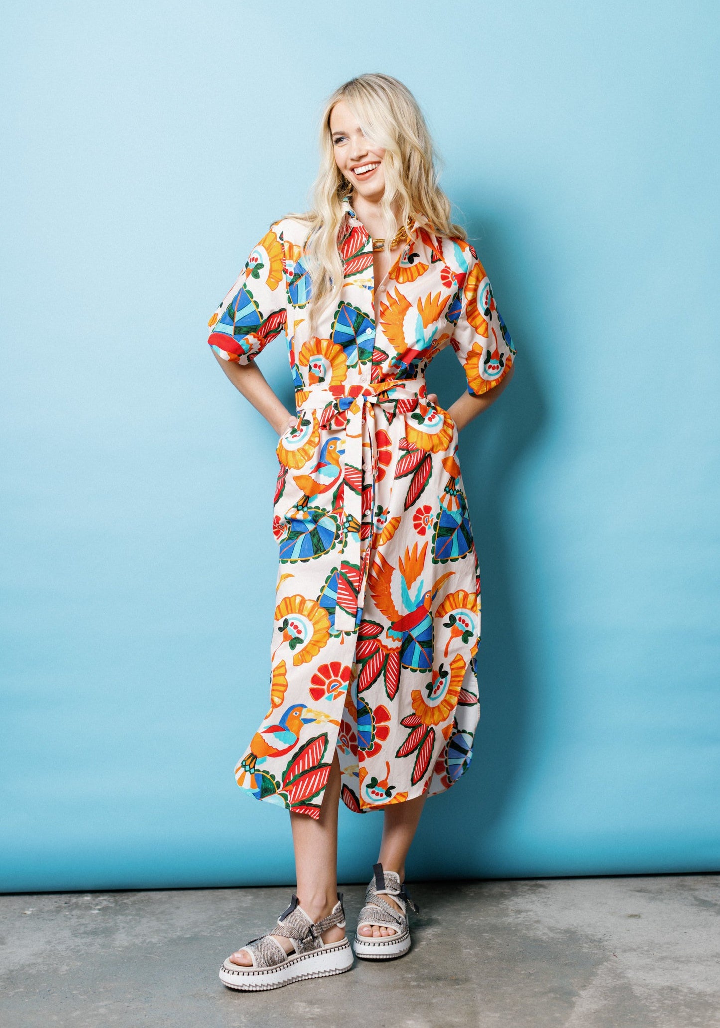 Resort Shirtdress in Natural Toucan LAST ONE