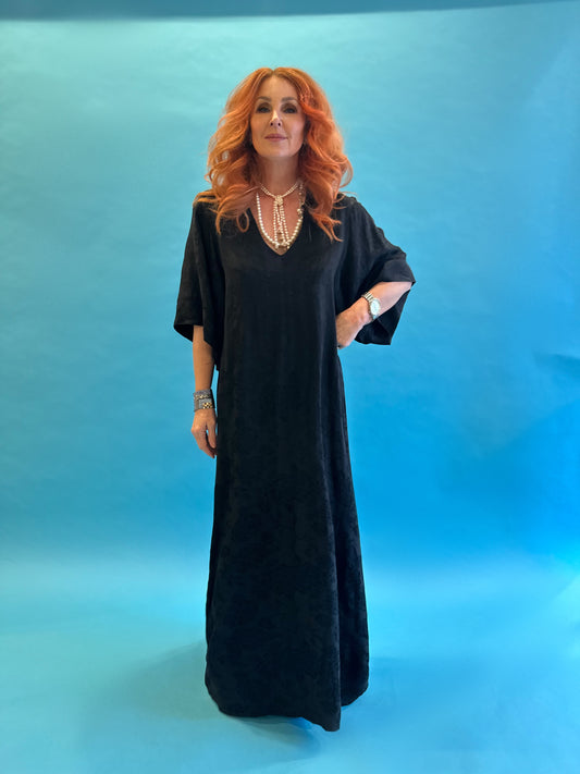Lotus Dress in Black Rosa Jacquard