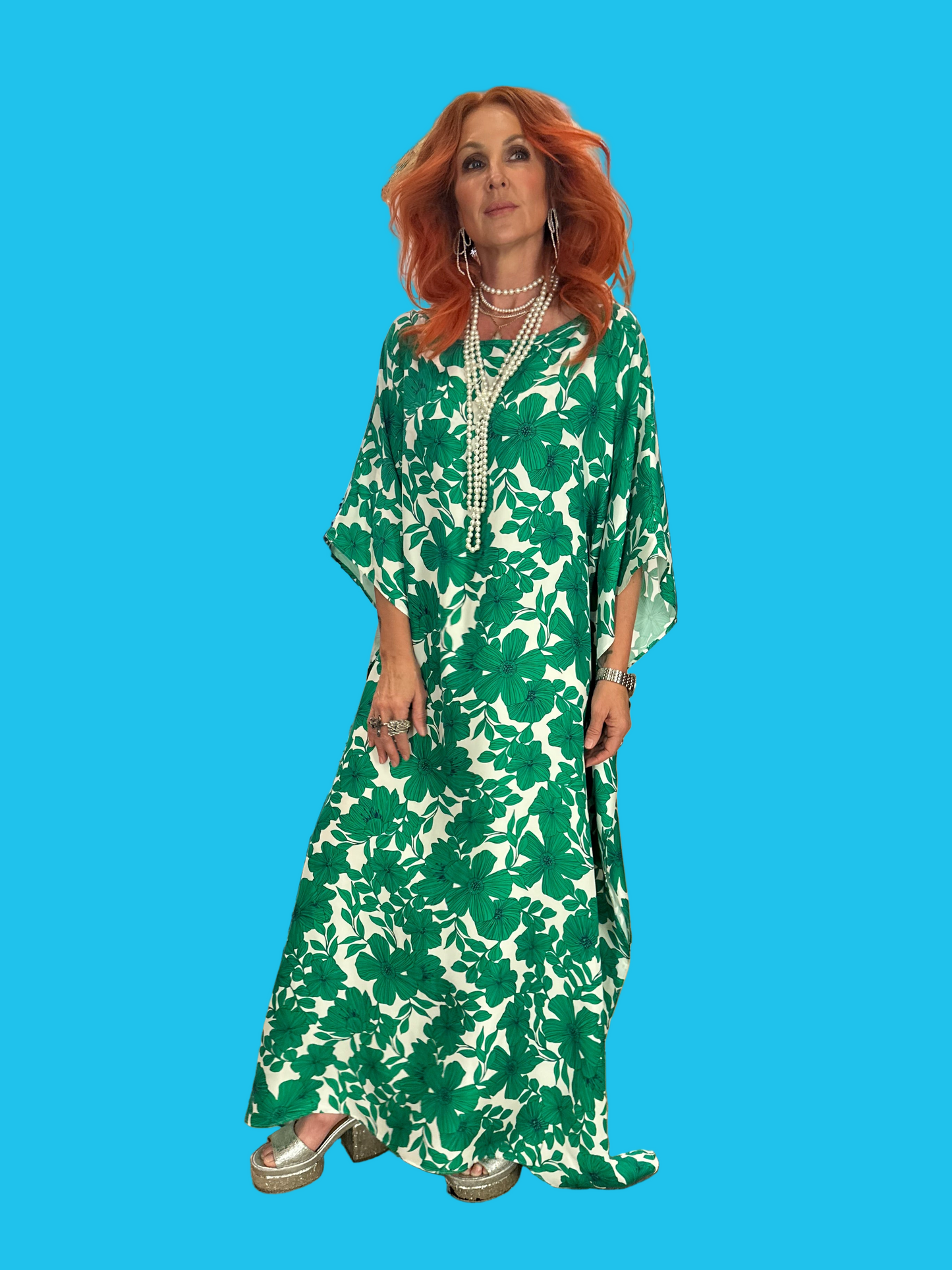 Kaftan in Emerald Bloom