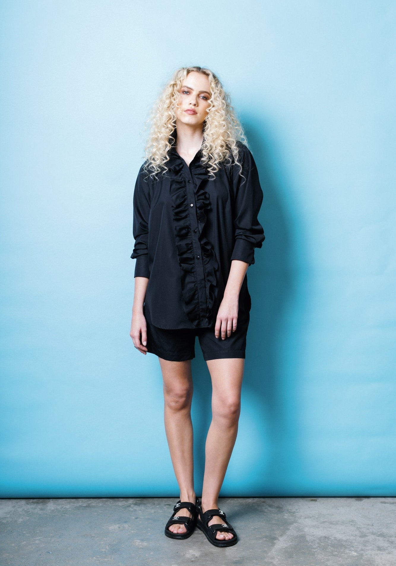 Ruffle Shirt in Black