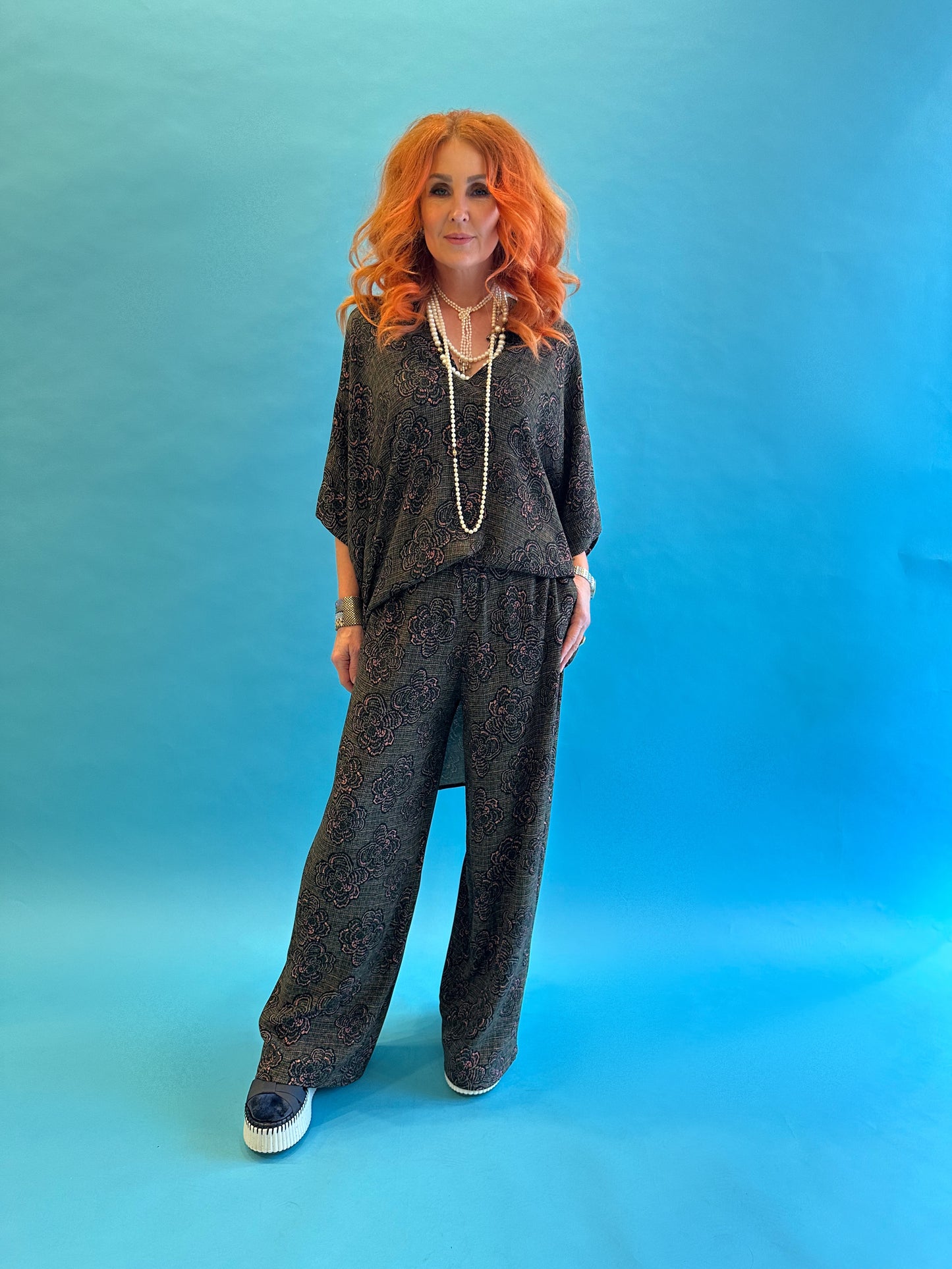 Wide Leg Pant in Khaki Bouclé LAST ONE