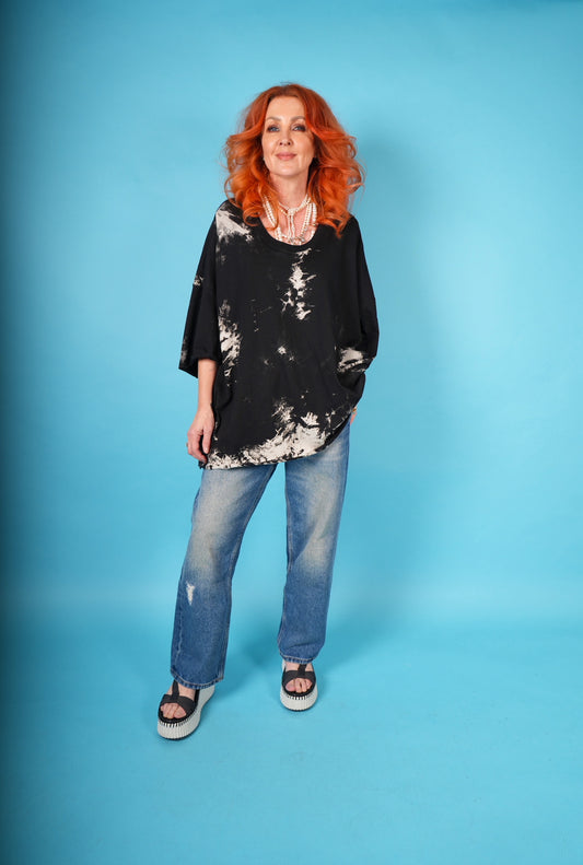 Tie Dye Loose Tee Black