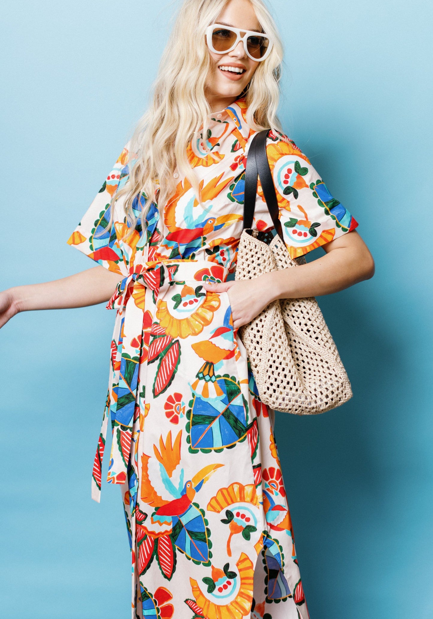 Resort Shirtdress in Natural Toucan LAST ONE