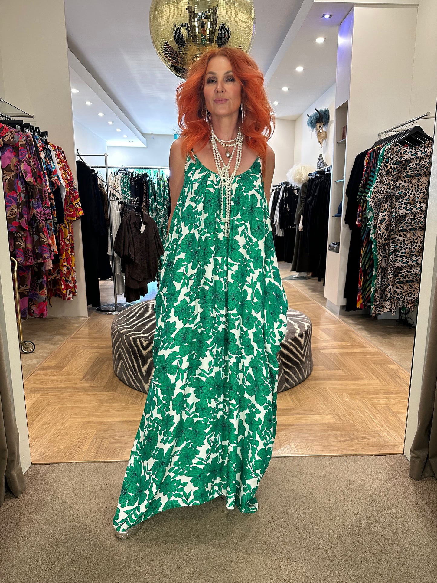 Stingray Dress in Emerald Bloom