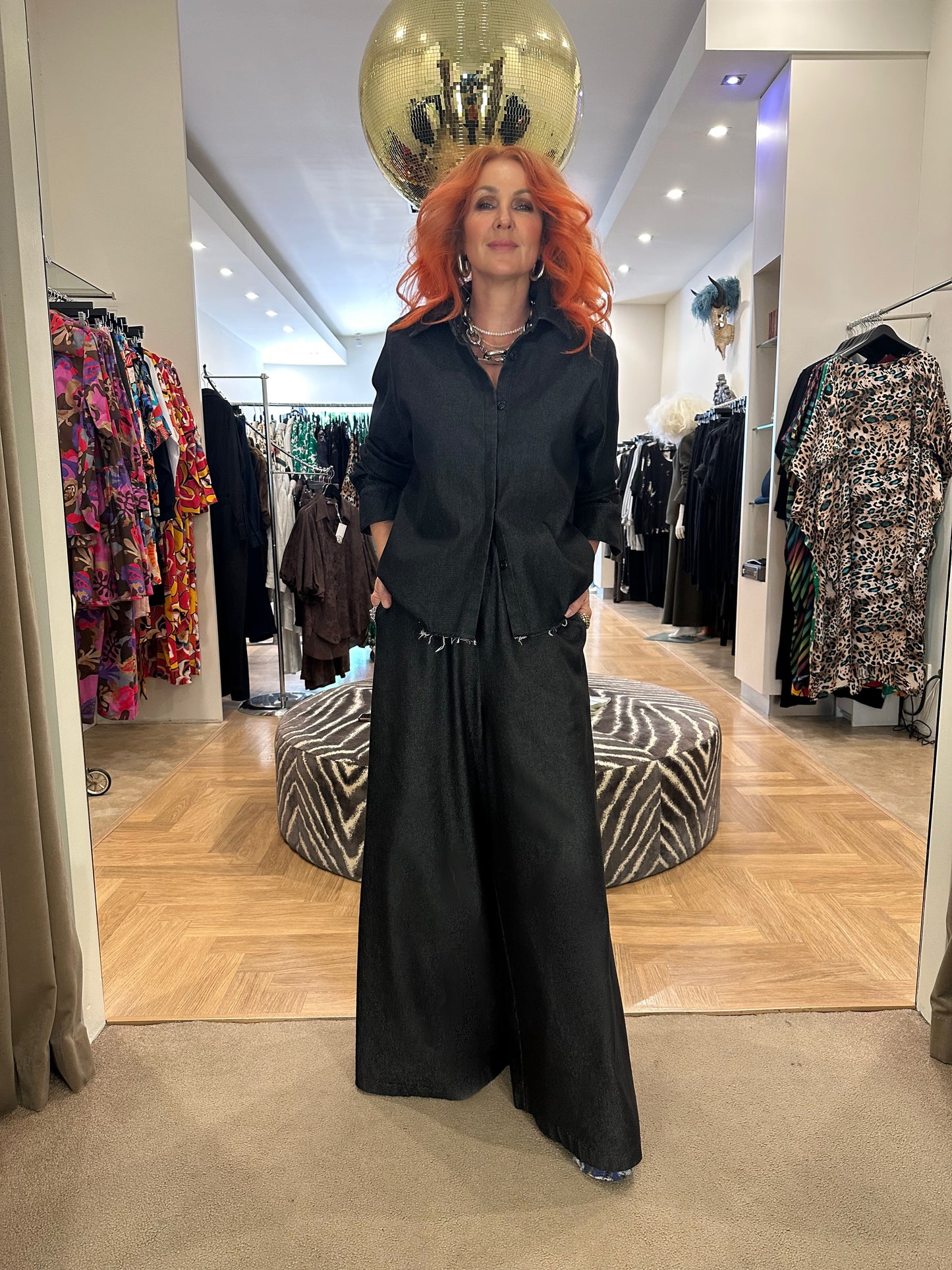 Denim Cut-Off Shacket in Black