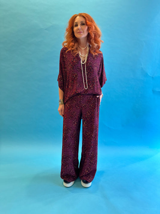 Kimono Pullover in Raspberry Bouclé