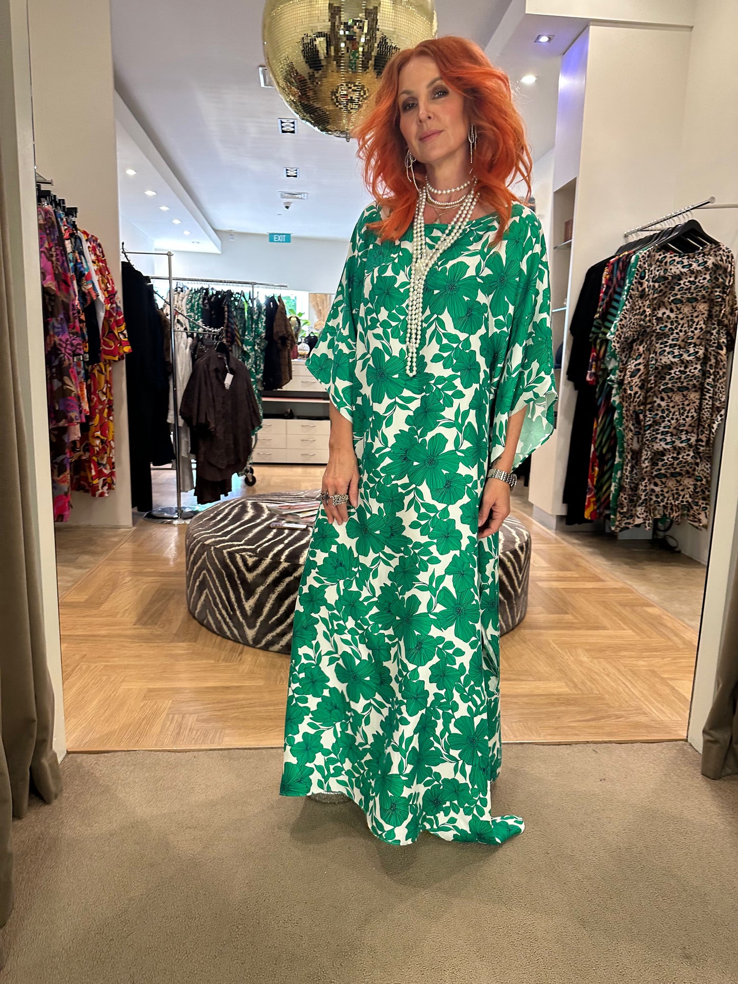 Kaftan in Emerald Bloom