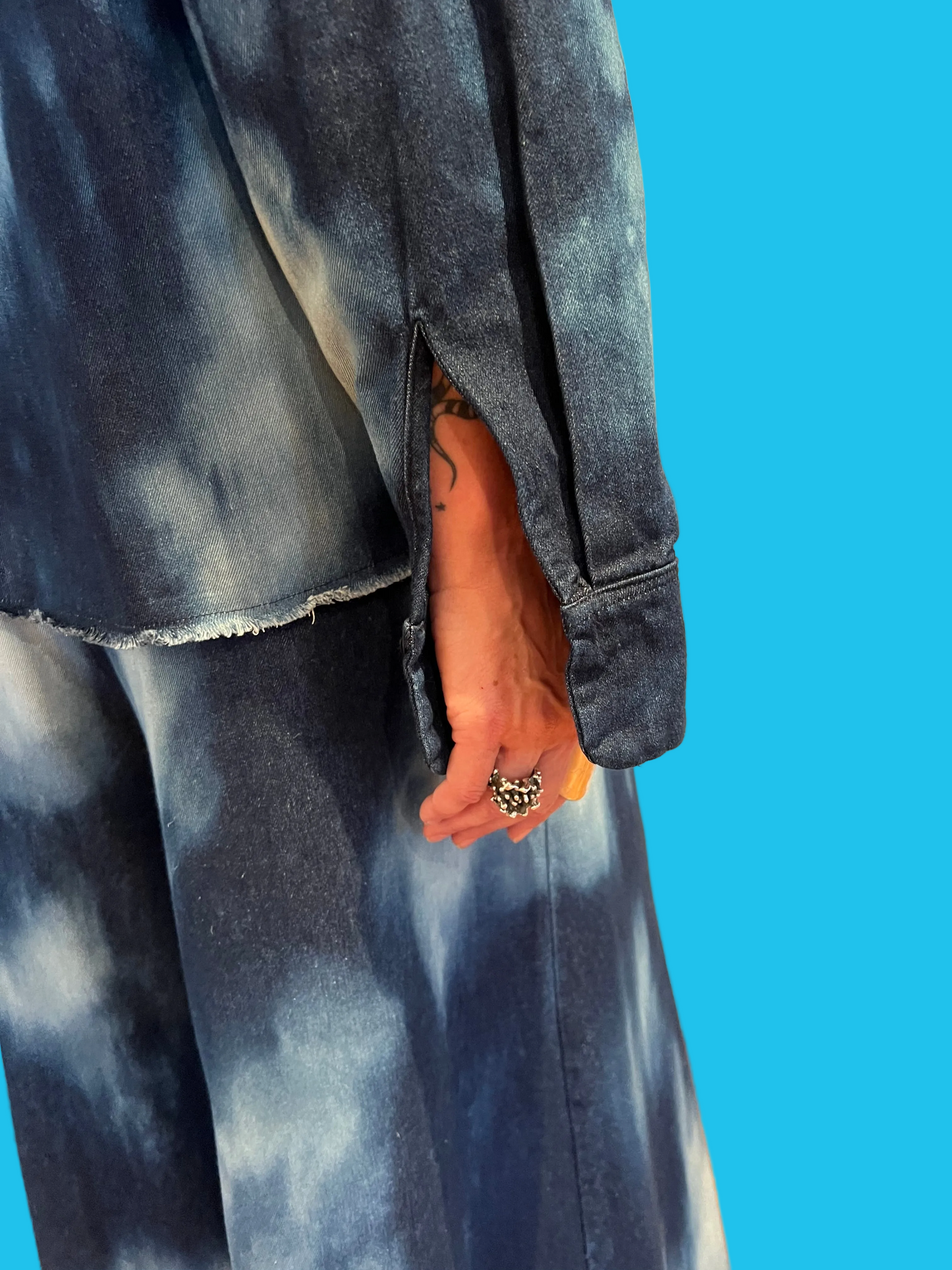 Denim Shacket in Blue Cloud