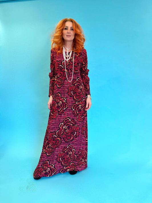 Column Dress in Big Berry Bouclé