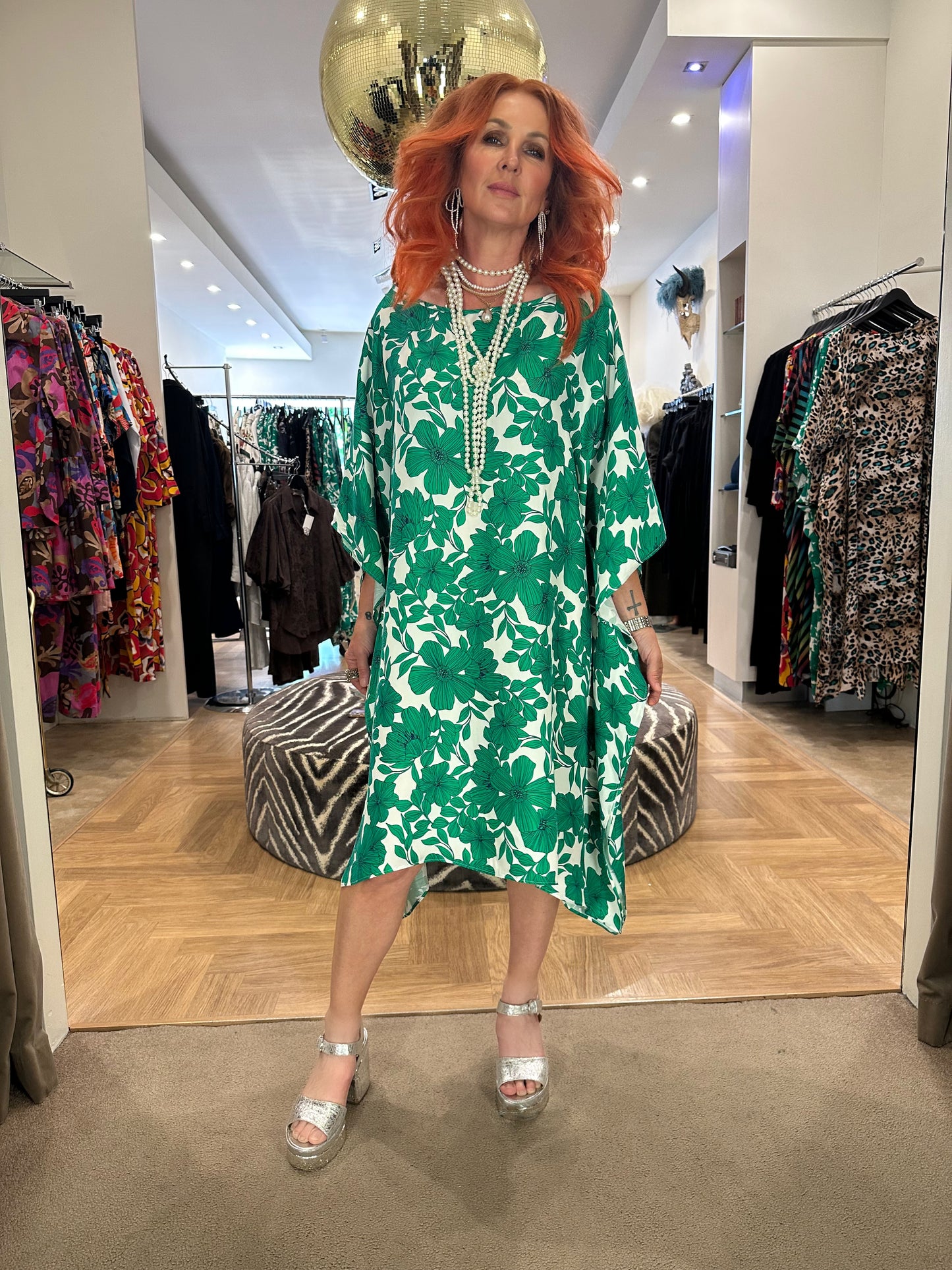 Kaftan Mini in Emerald Bloom