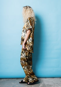 Silk Pant in Golden Leopard