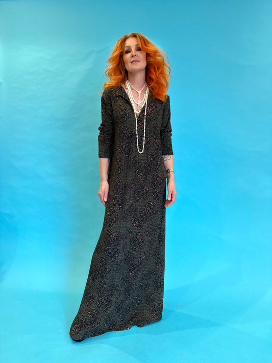Column Dress in Khaki Bouclé