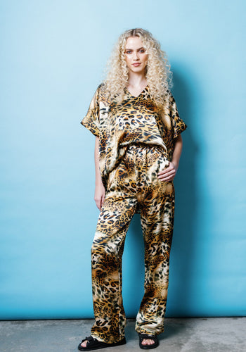 Silk Pant in Golden Leopard LAST ONE