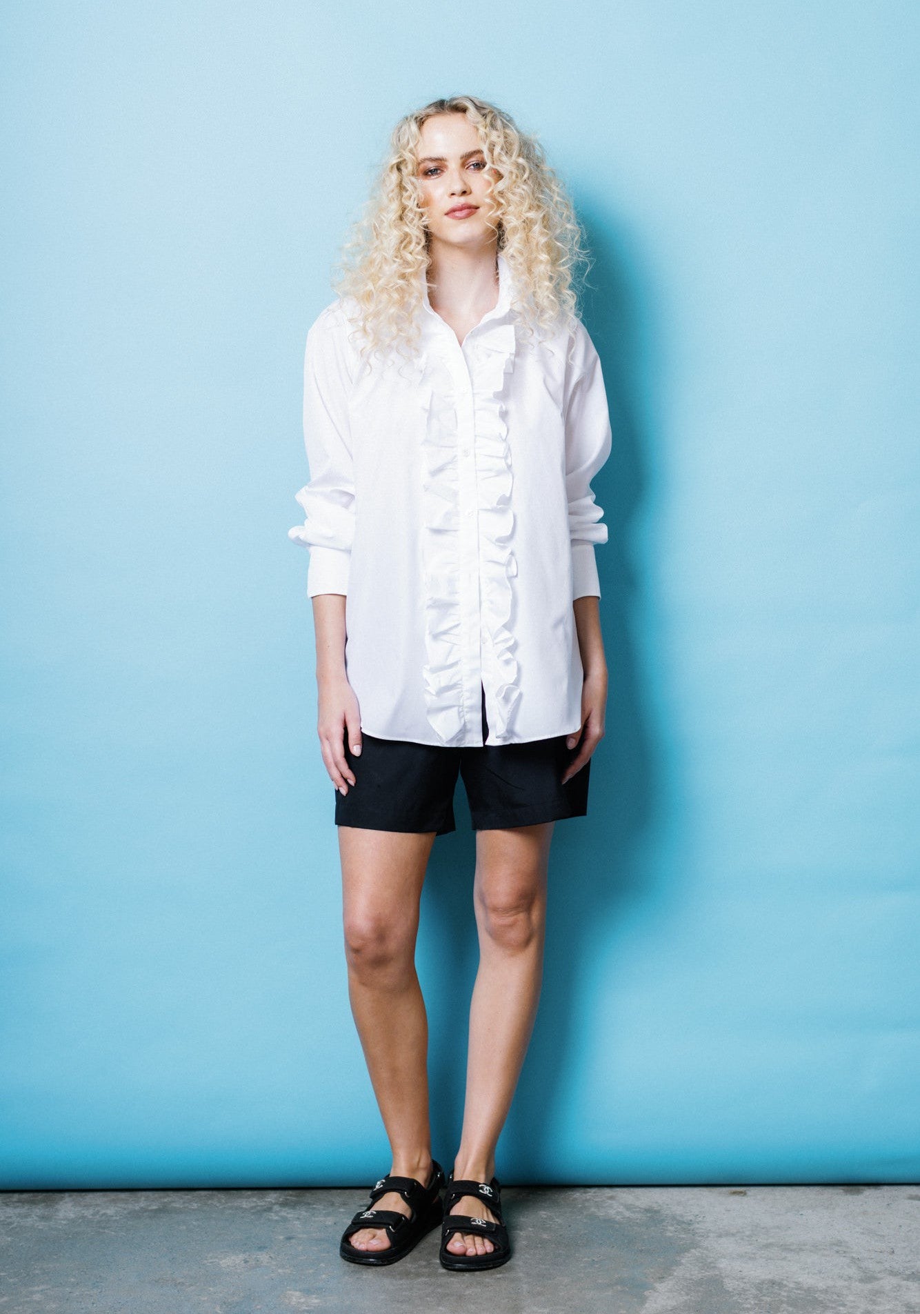 Ruffle Shirt in White