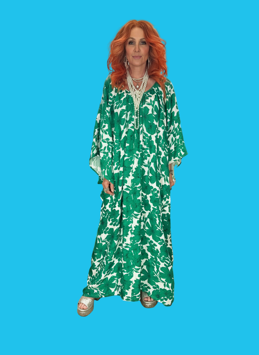 Manta Ray Dress in Emerald Bloom