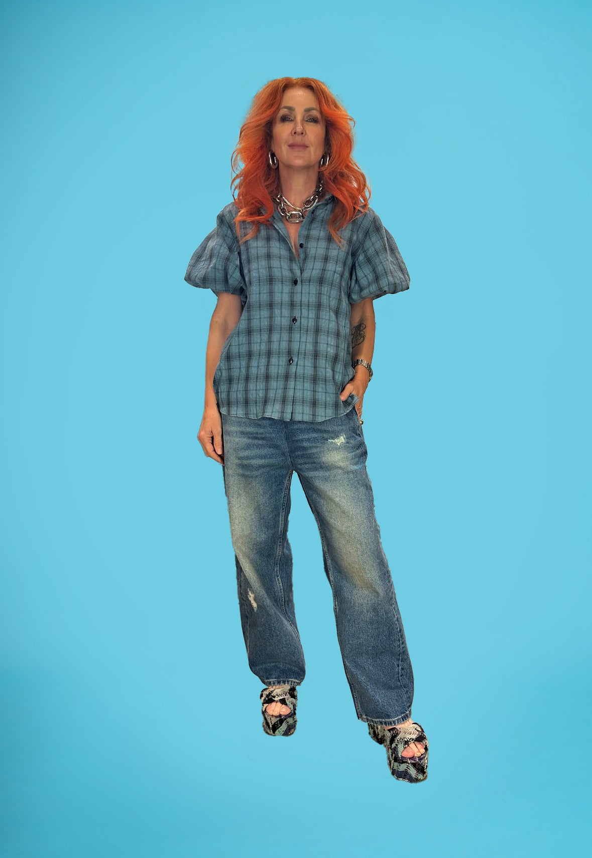 Dolly Box Shirt in Blue Check
