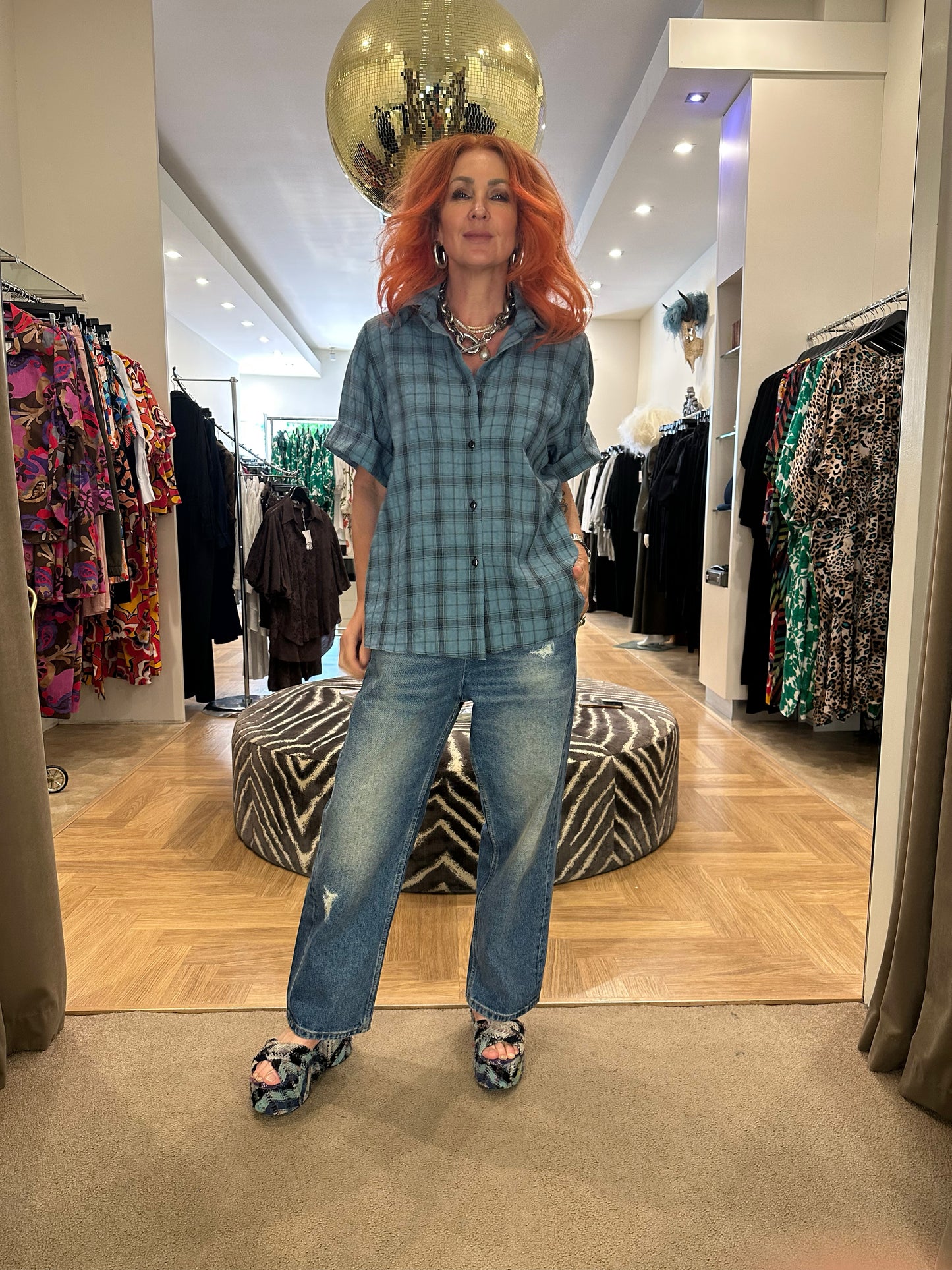 Classic Box Shirt in Blue Check