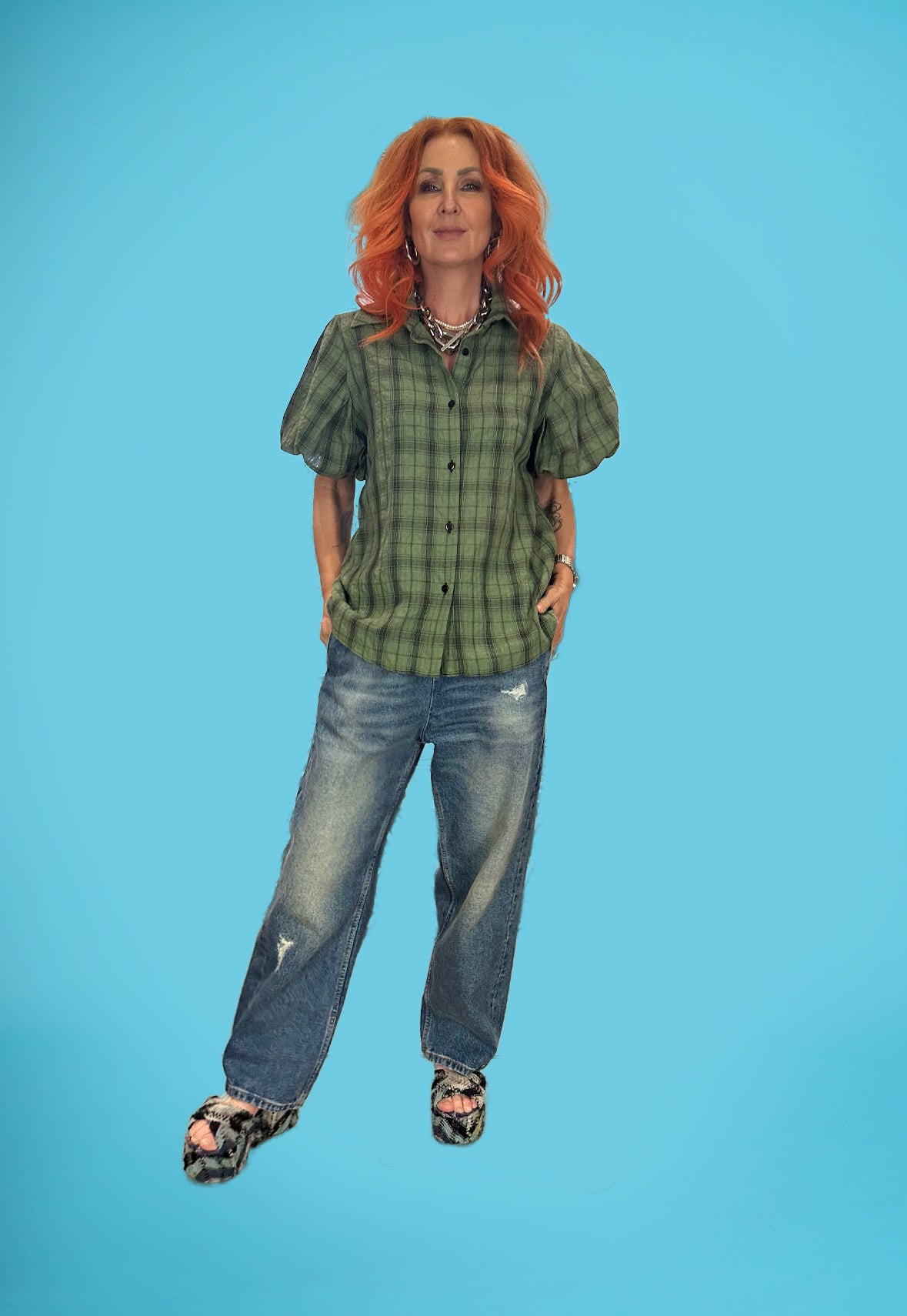 Dolly Box Shirt in Green Check