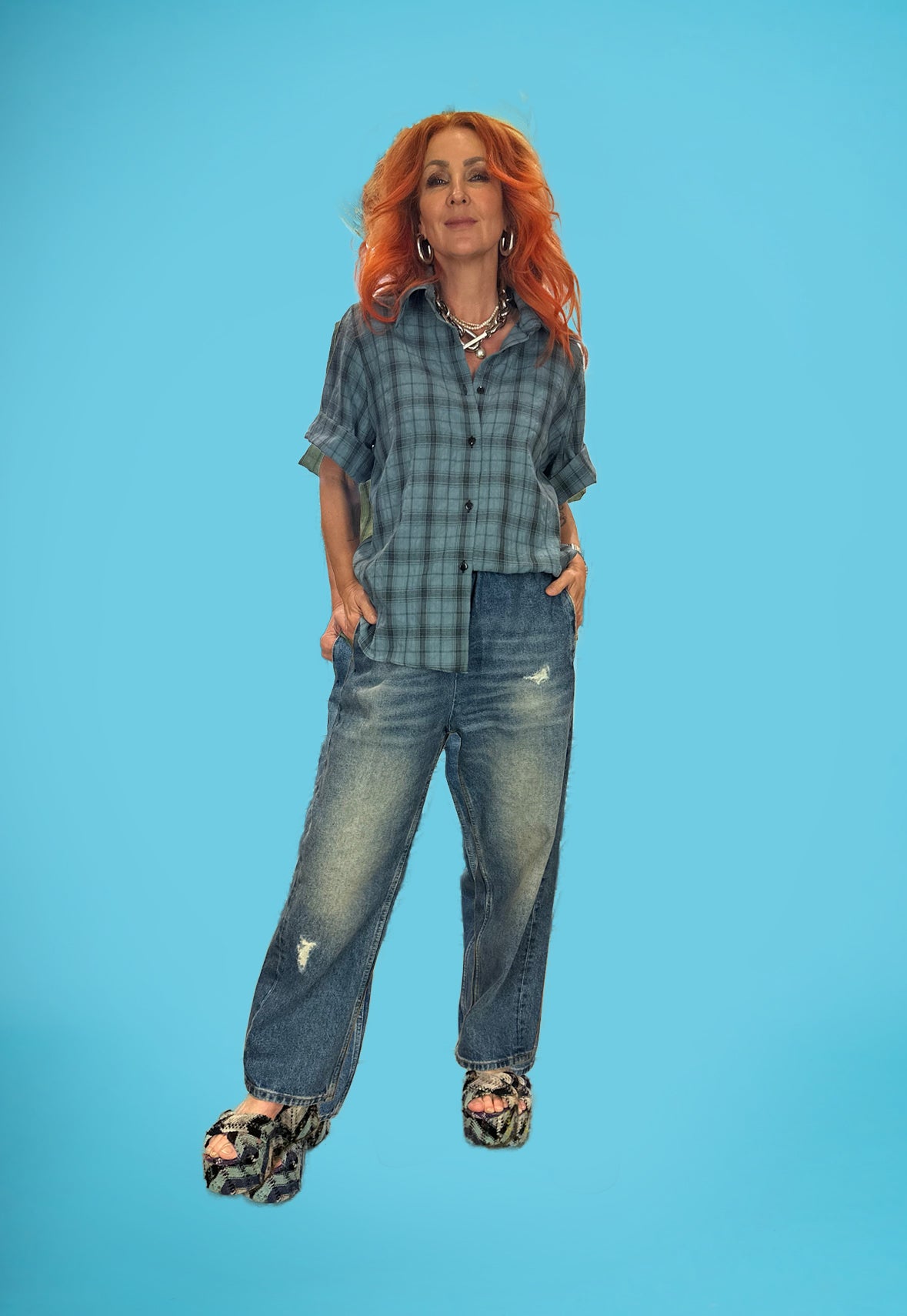 Classic Box Shirt in Blue Check