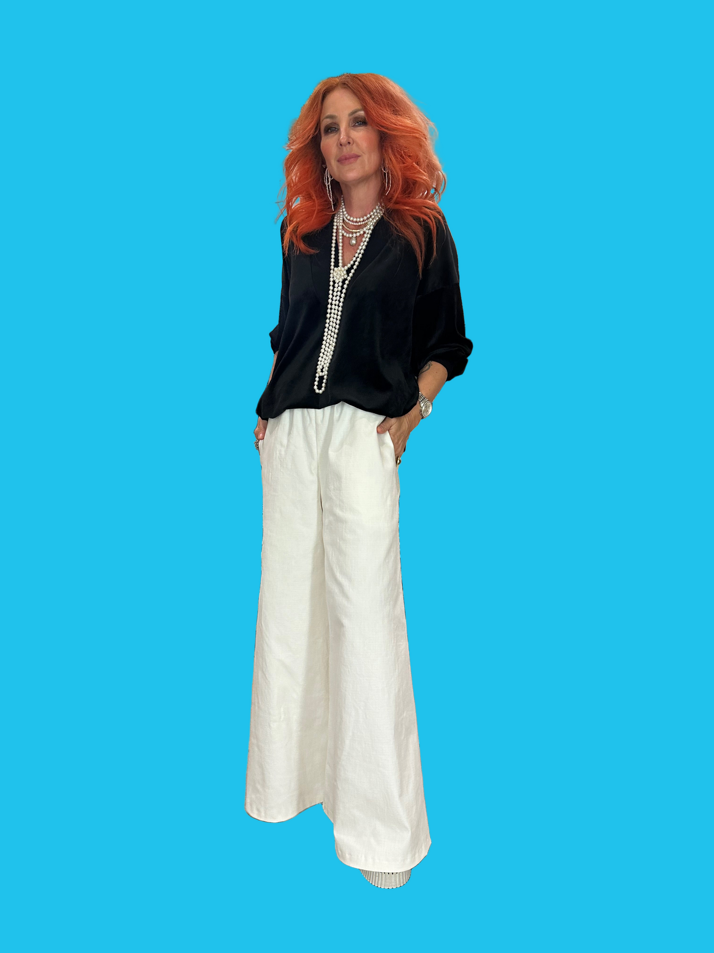 Denim Culottes in Off White