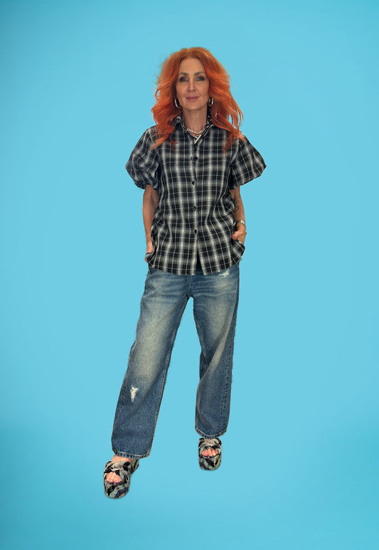 Dolly Box Shirt in Black Check