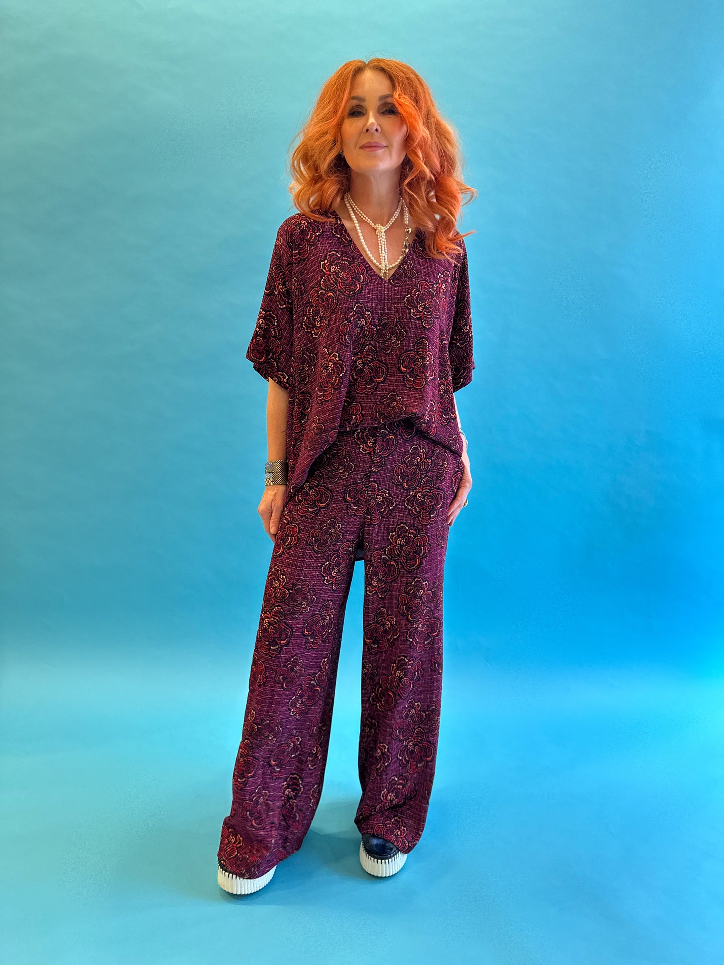 Resort Pullover in Raspberry Bouclé