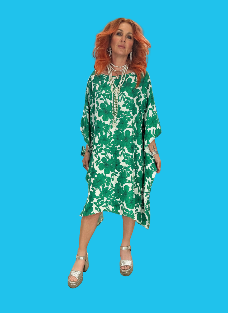 Kaftan Mini in Emerald Bloom