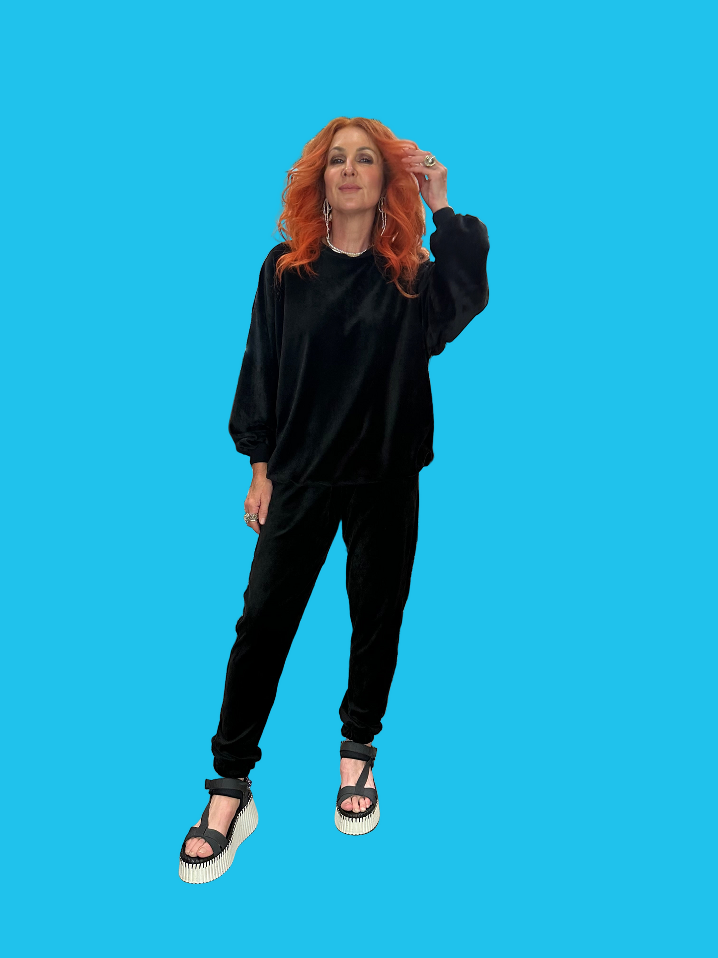 Luxury Velvet Sweat Pants Black