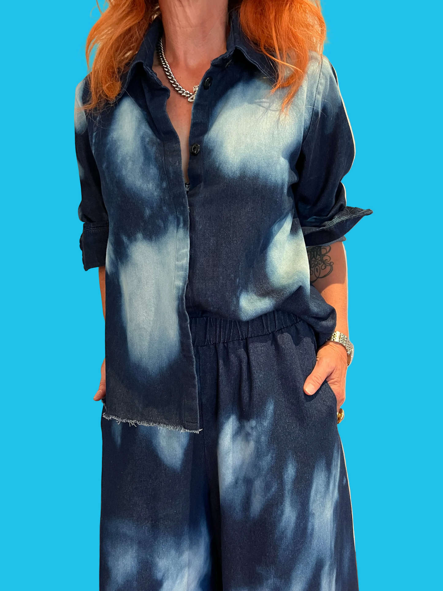 Denim Shacket in Blue Cloud