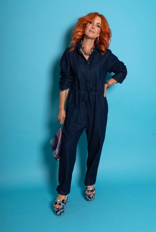 9oz Denim Boiler Suit in Deep Blue