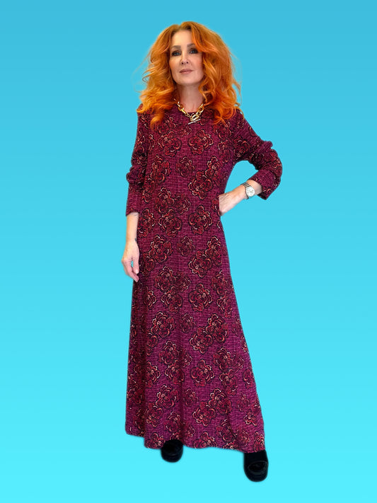 Column Dress in Baby Berry Bouclé