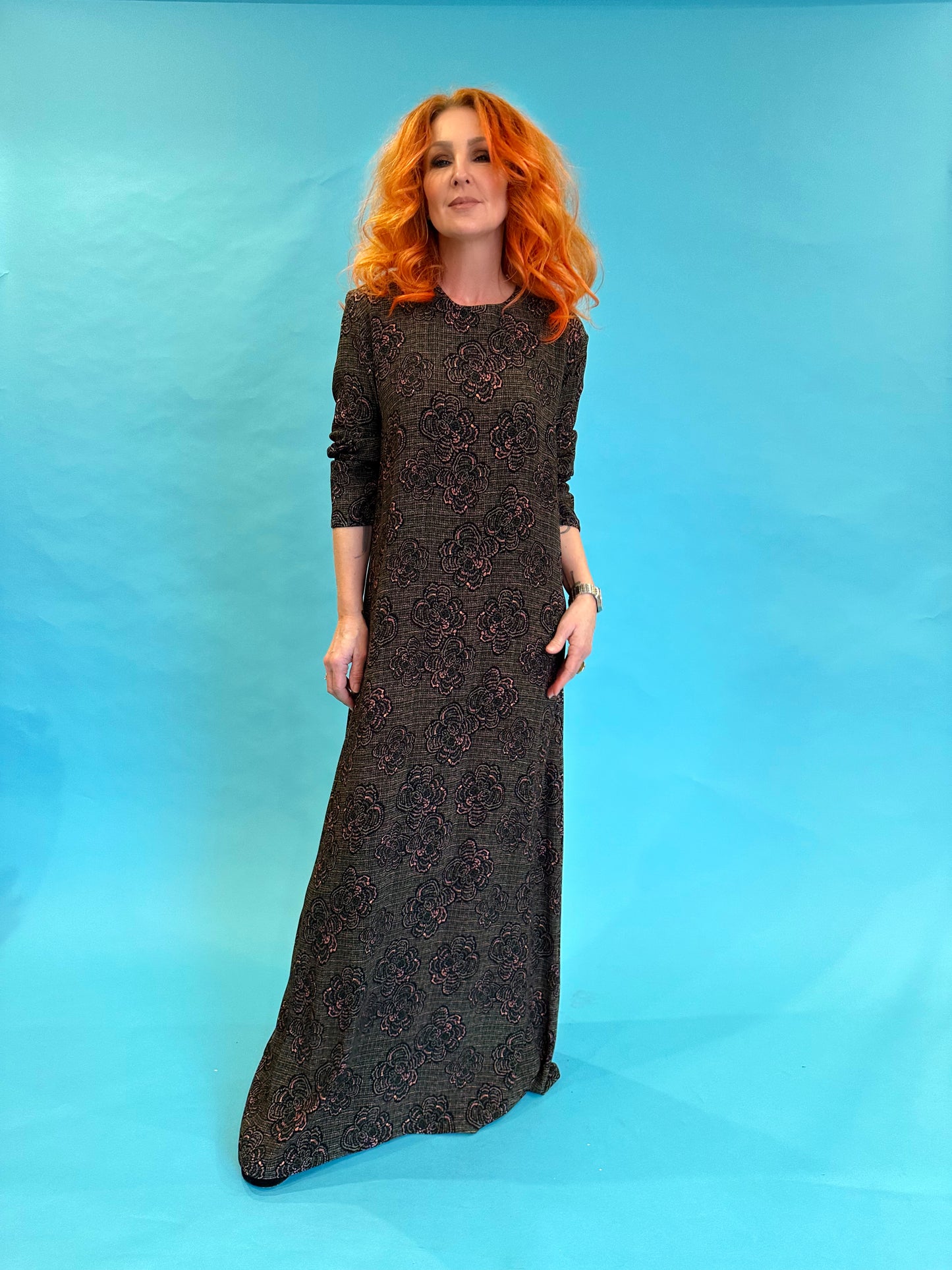 Column Dress in Khaki Bouclé