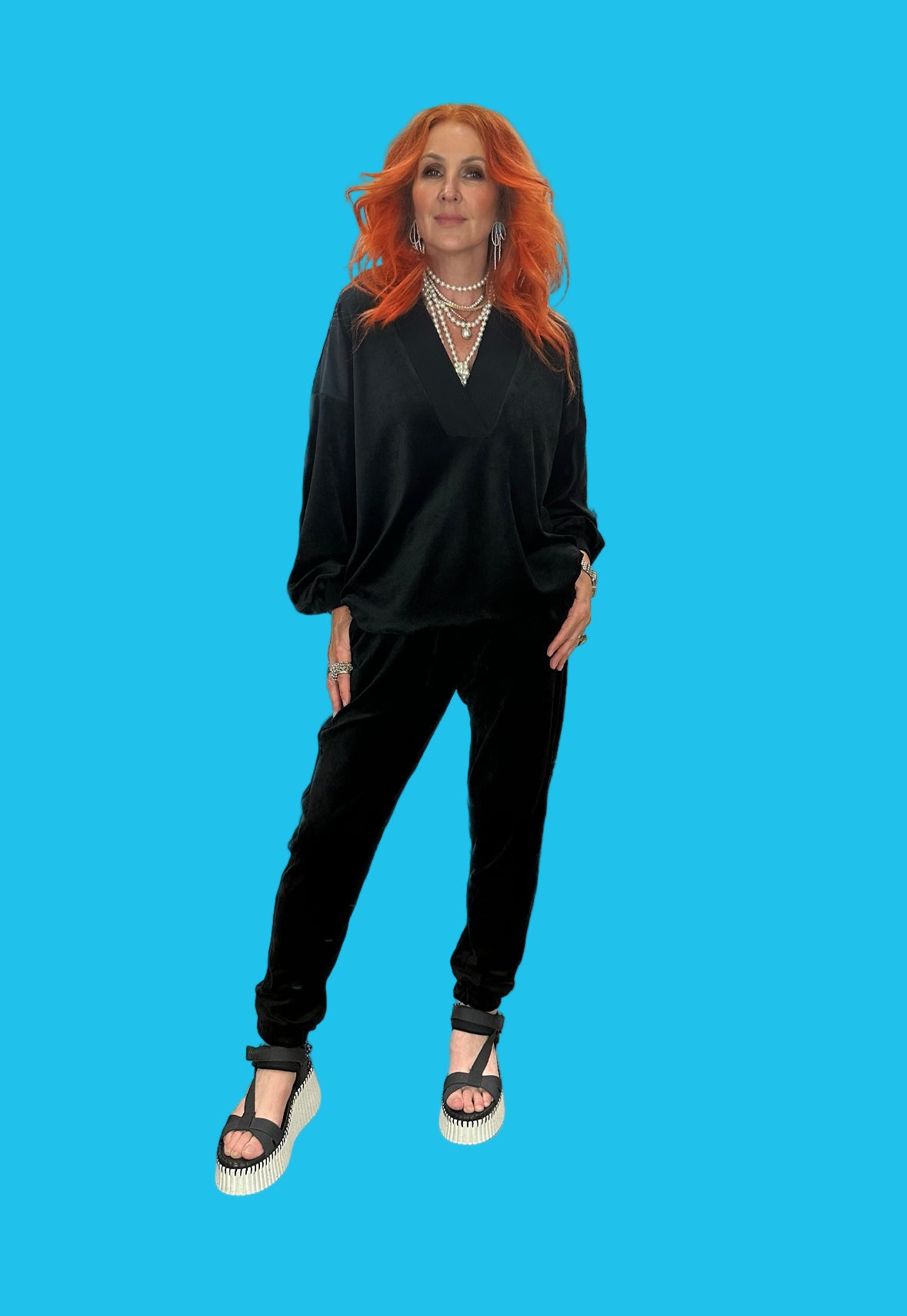 Luxury Velvet Sweat Pants Black