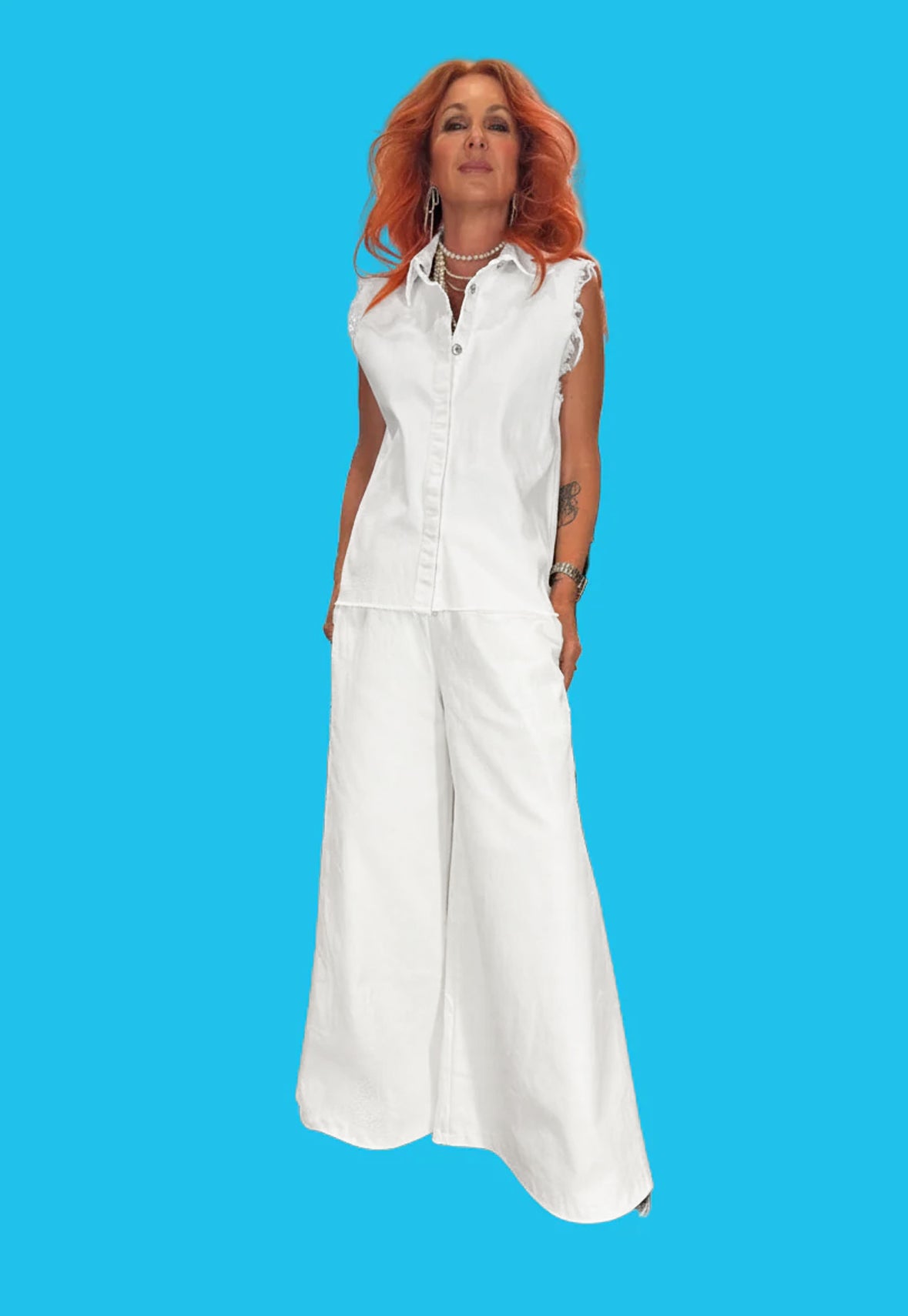 Denim Vest in Off White