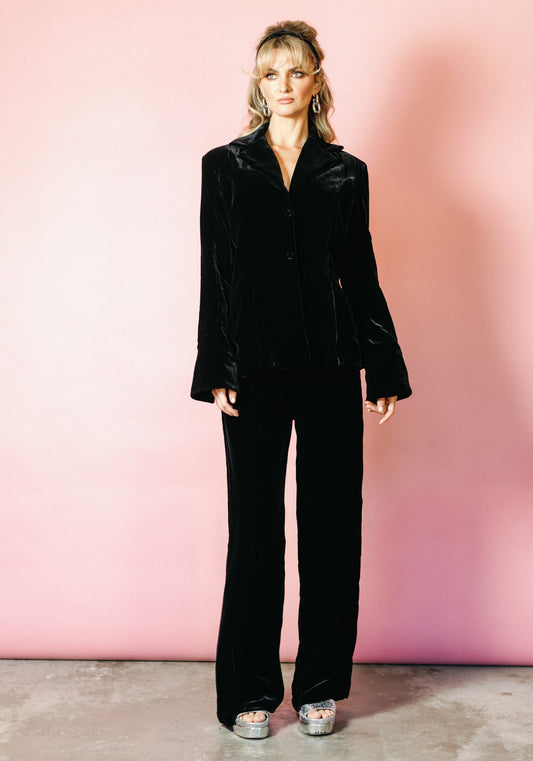 Classic Pant in Black Silk Velvet