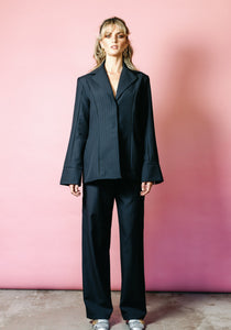 Classic Blazer in Electric Blue Pinstripe