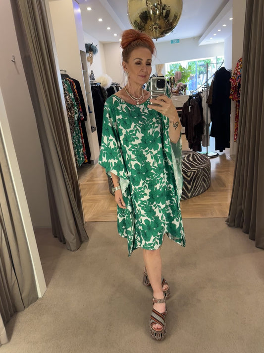 Kaftan Mini in Emerald Bloom