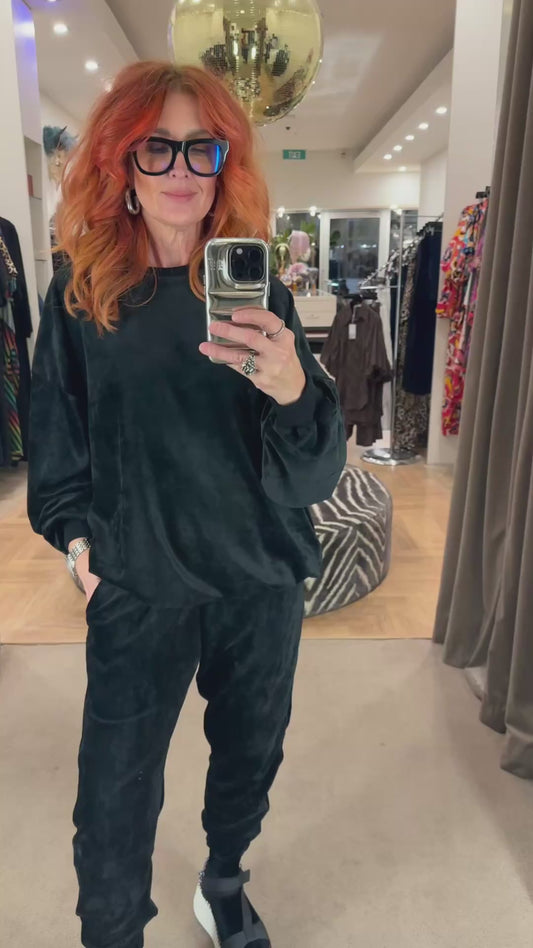 All Star Velvet Sweat Top Black