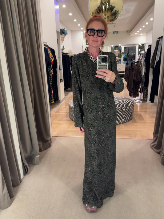 Column Dress in Khaki Bouclé