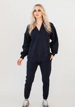 Load image into Gallery viewer, Olympia V-neck Sweat Top Navy