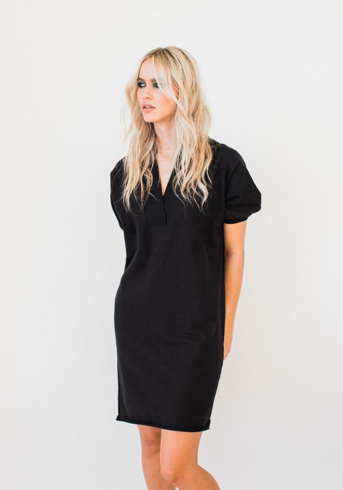 Olympia S/S V-neck Sweater Dress Black