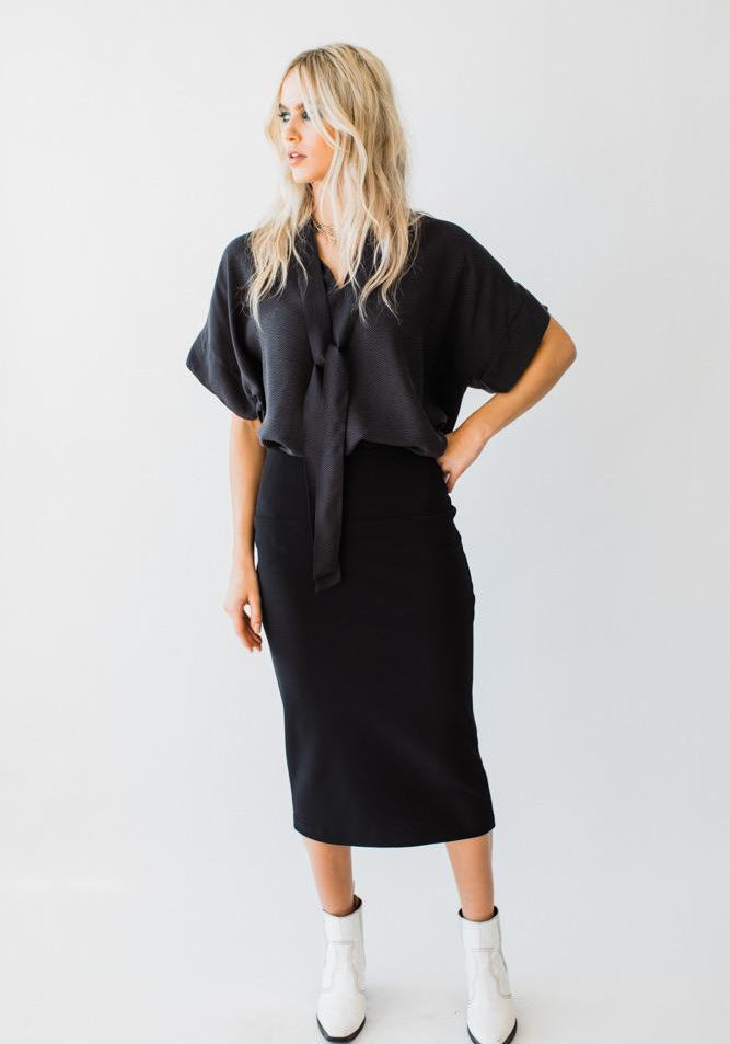 Bonded Crepe Pencil Skirt Black