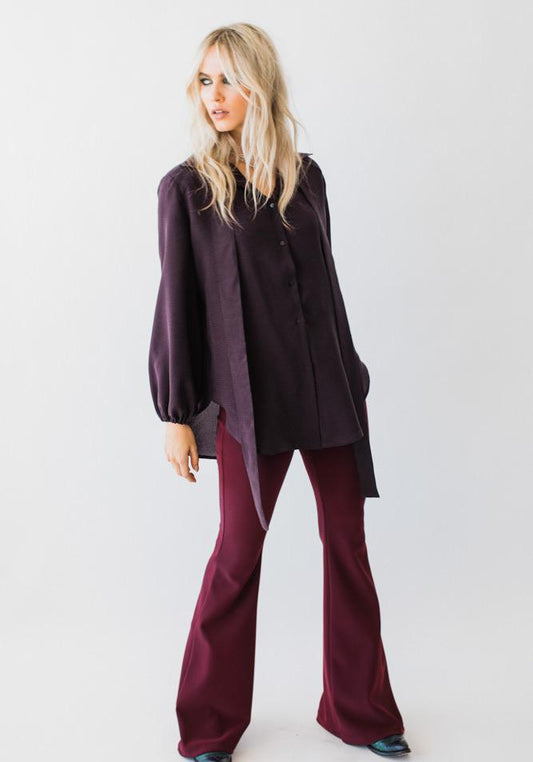 Bonded Crepe Flares Burgundy