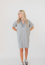 Load image into Gallery viewer, Olympia S/S V-neck Sweater Dress Grey Marle