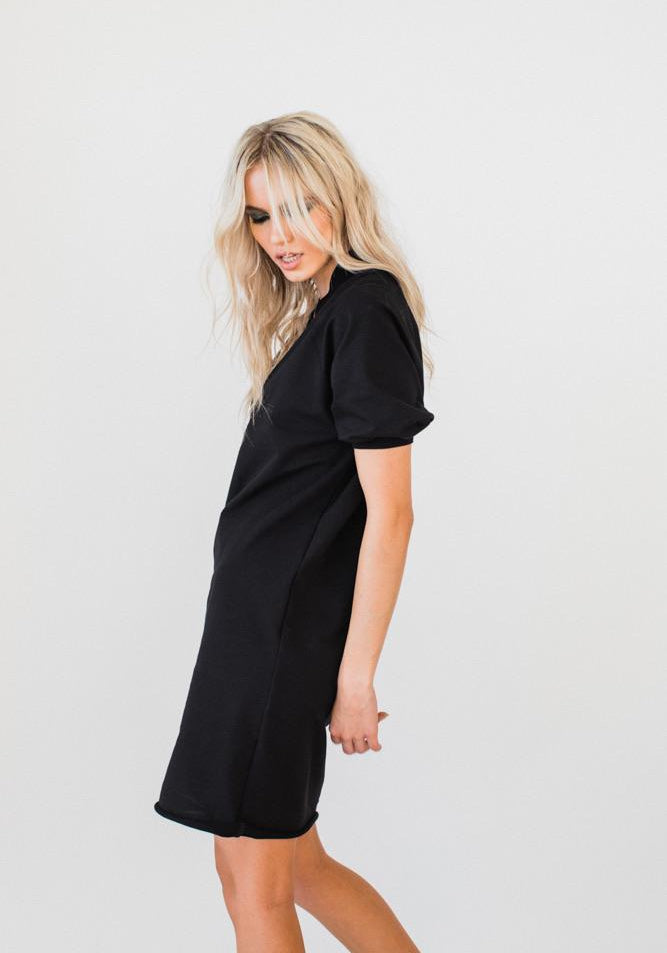 Olympia S/S V-neck Sweater Dress Black