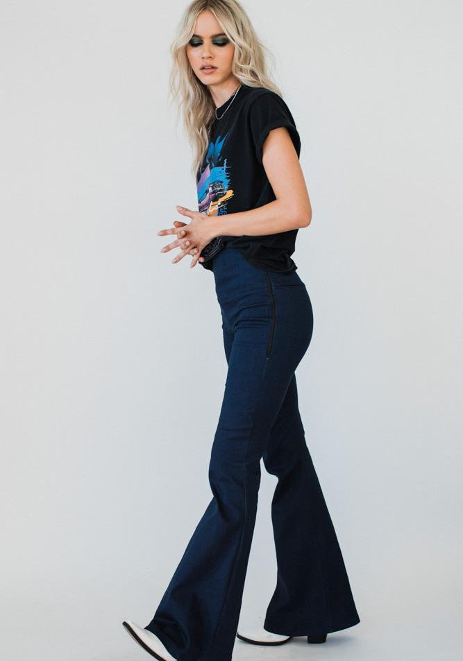 Stretch Denim Flares Indigo