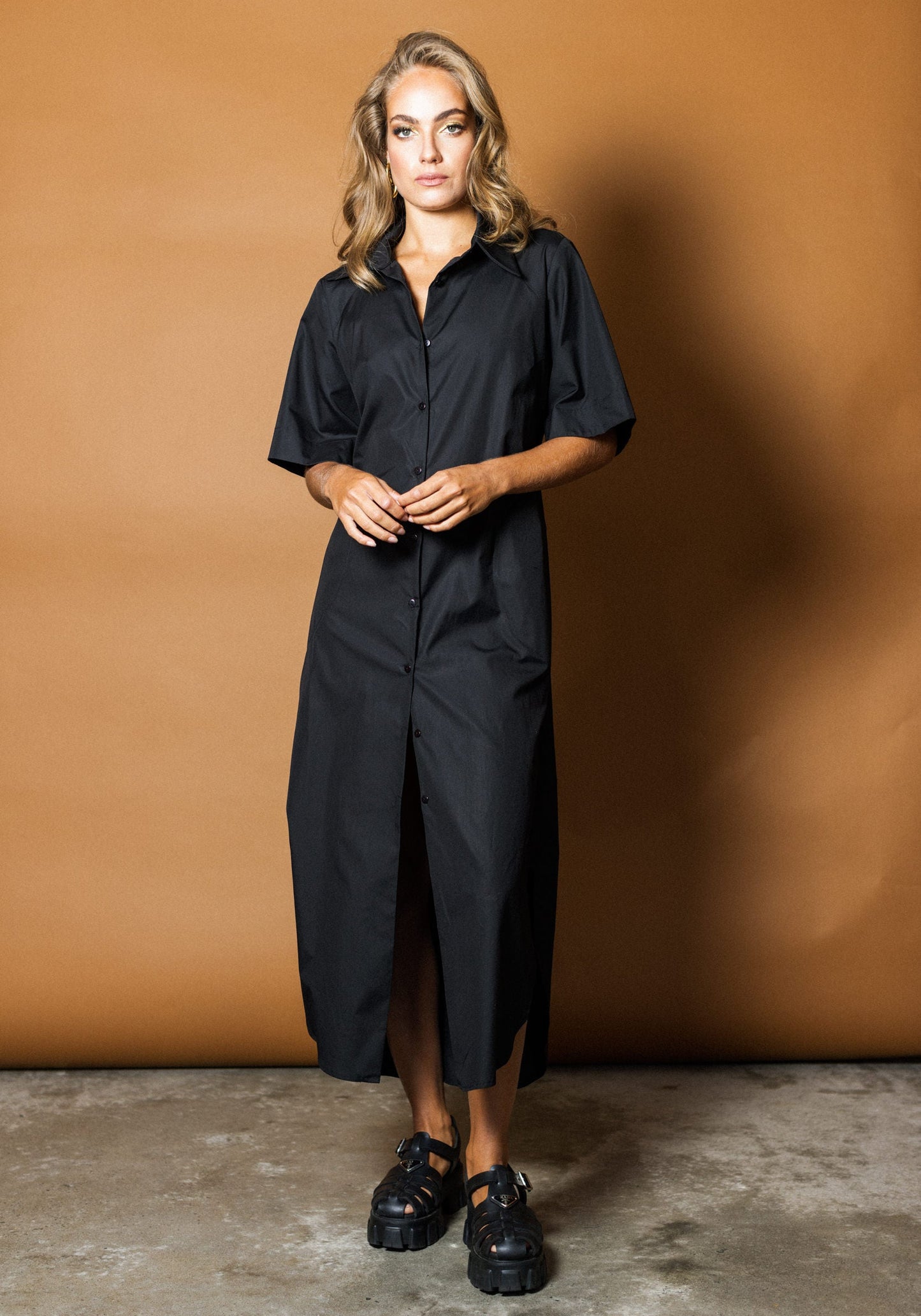 Resort Shirtdress in Black