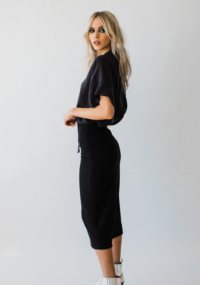 Bonded Crepe Pencil Skirt Black