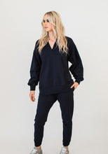 Load image into Gallery viewer, Olympia V-neck Sweat Top Navy